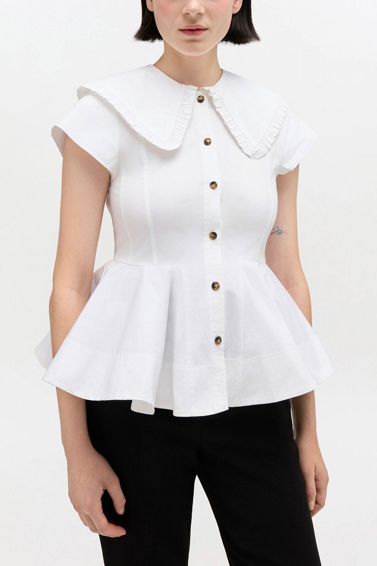 Short Cotton Ruffle Shirt