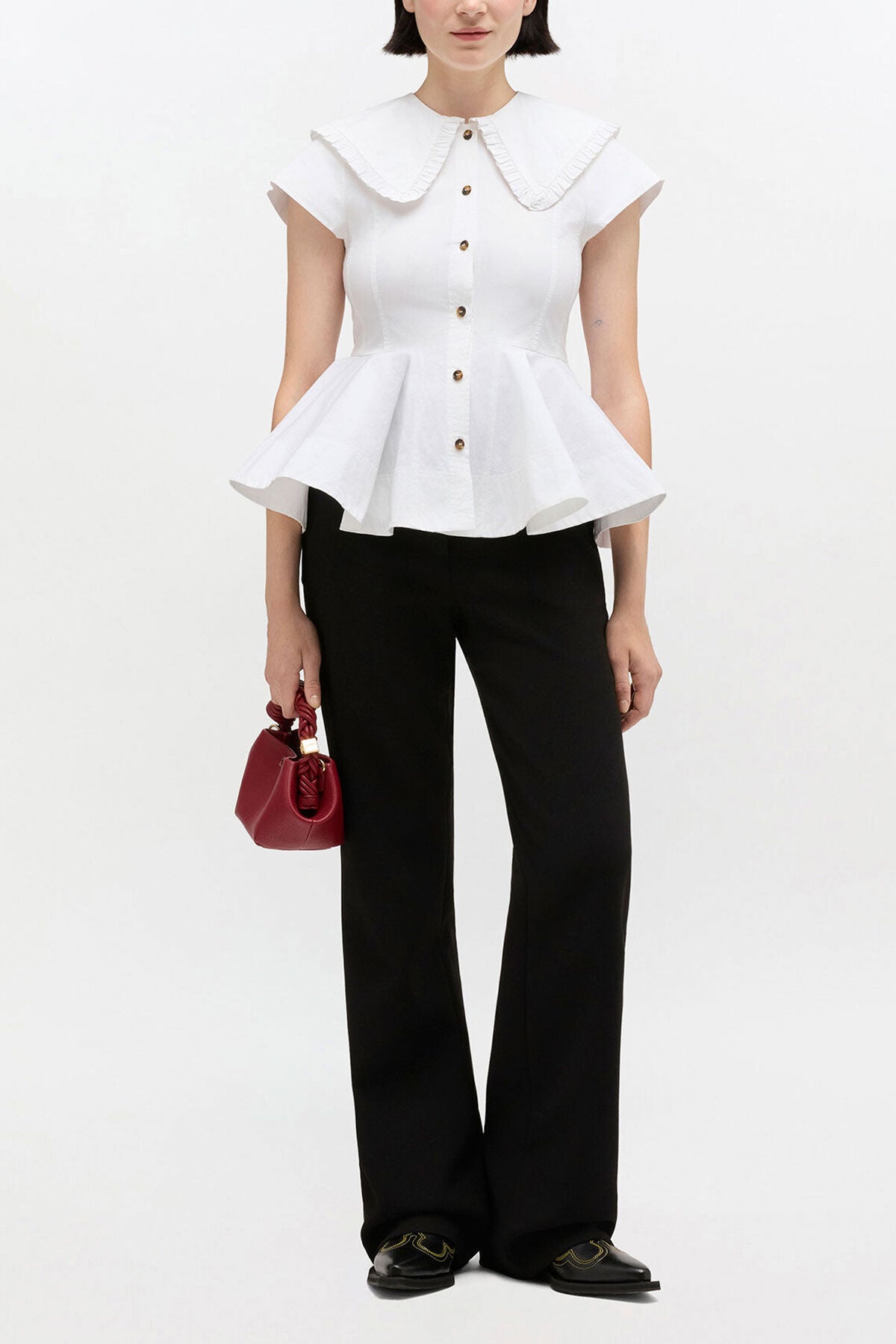Short Cotton Ruffle Shirt