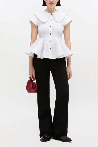 Short Cotton Ruffle Shirt