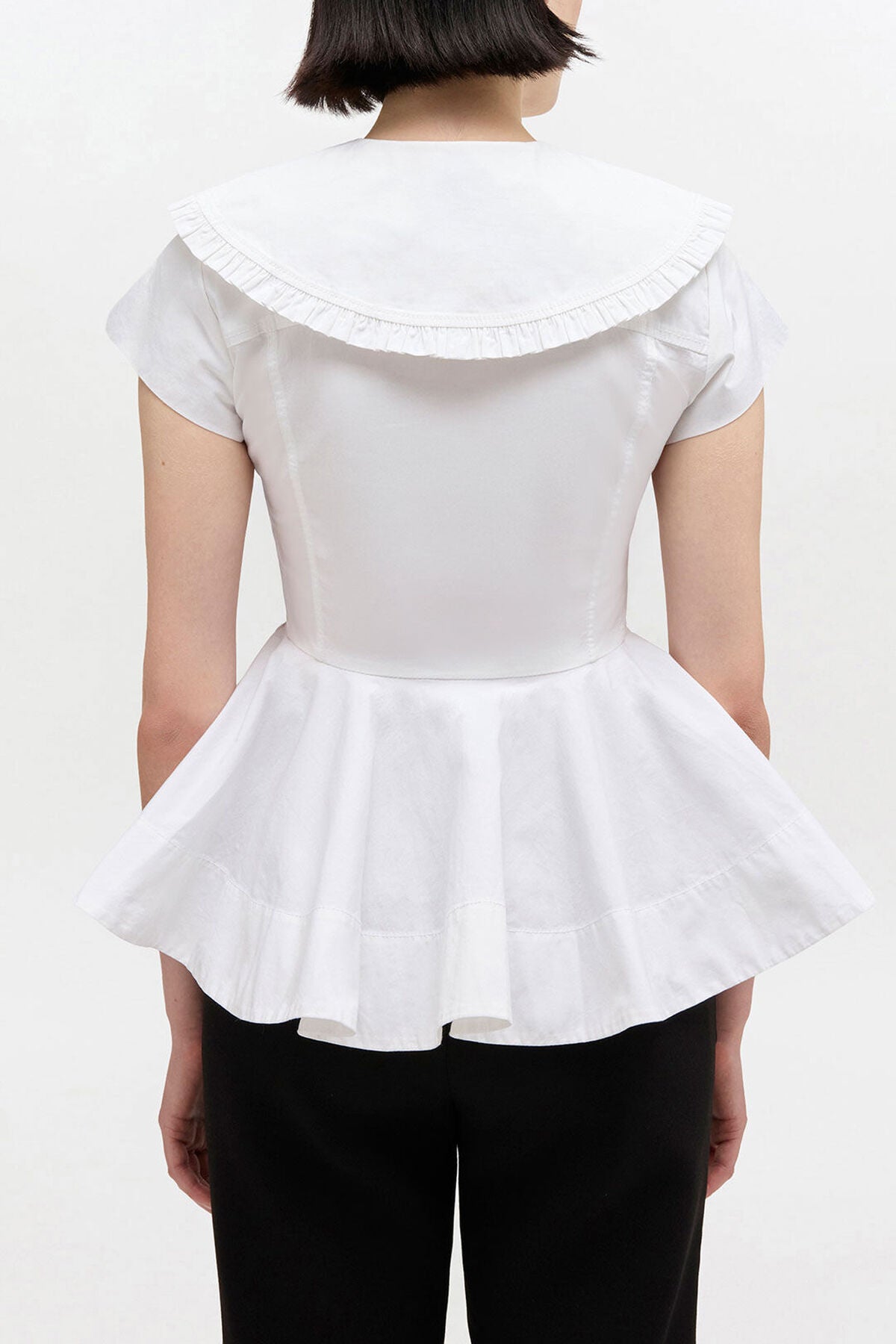 Short Cotton Ruffle Shirt