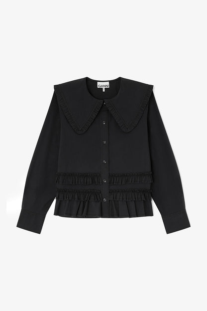Stretch Cotton Ruffle Shirt