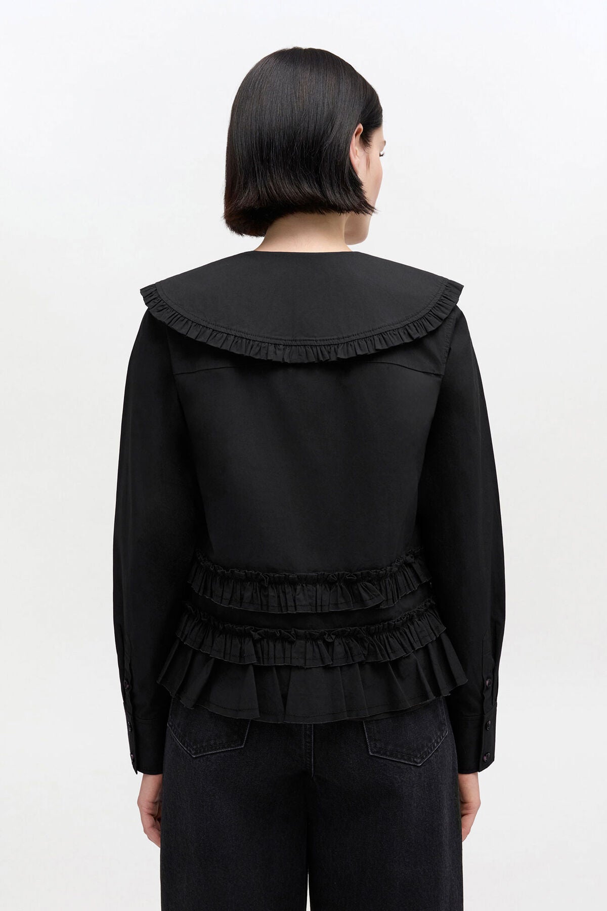 Stretch Cotton Ruffle Shirt