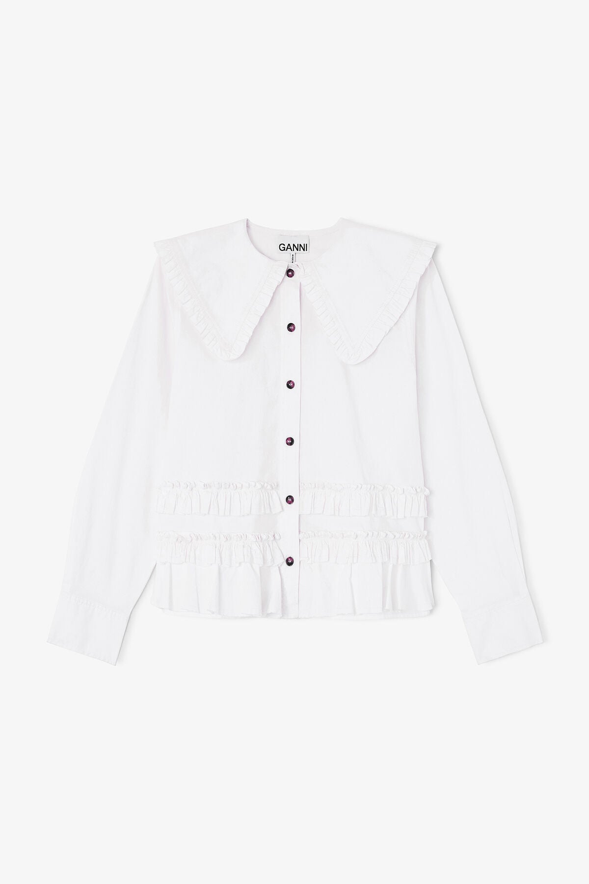 Stretch Cotton Ruffle Shirt