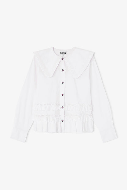 Stretch Cotton Ruffle Shirt