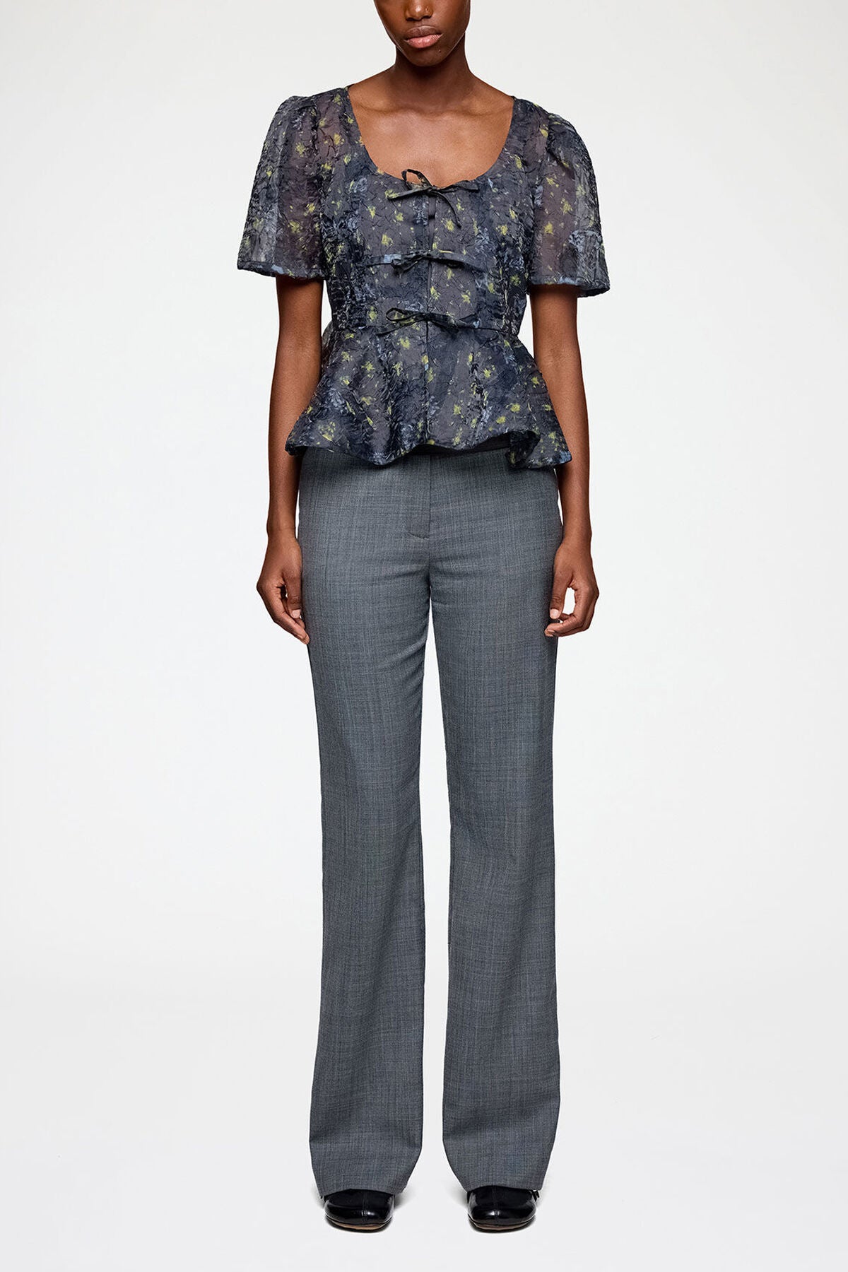 Peplum Blouse in Shibori Organza