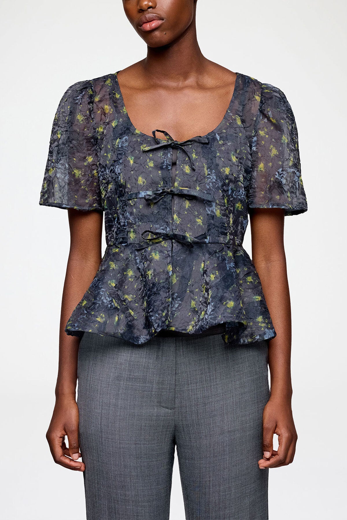 Peplum Blouse in Shibori Organza