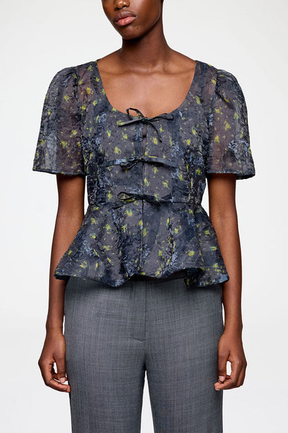 Peplum Blouse in Shibori Organza