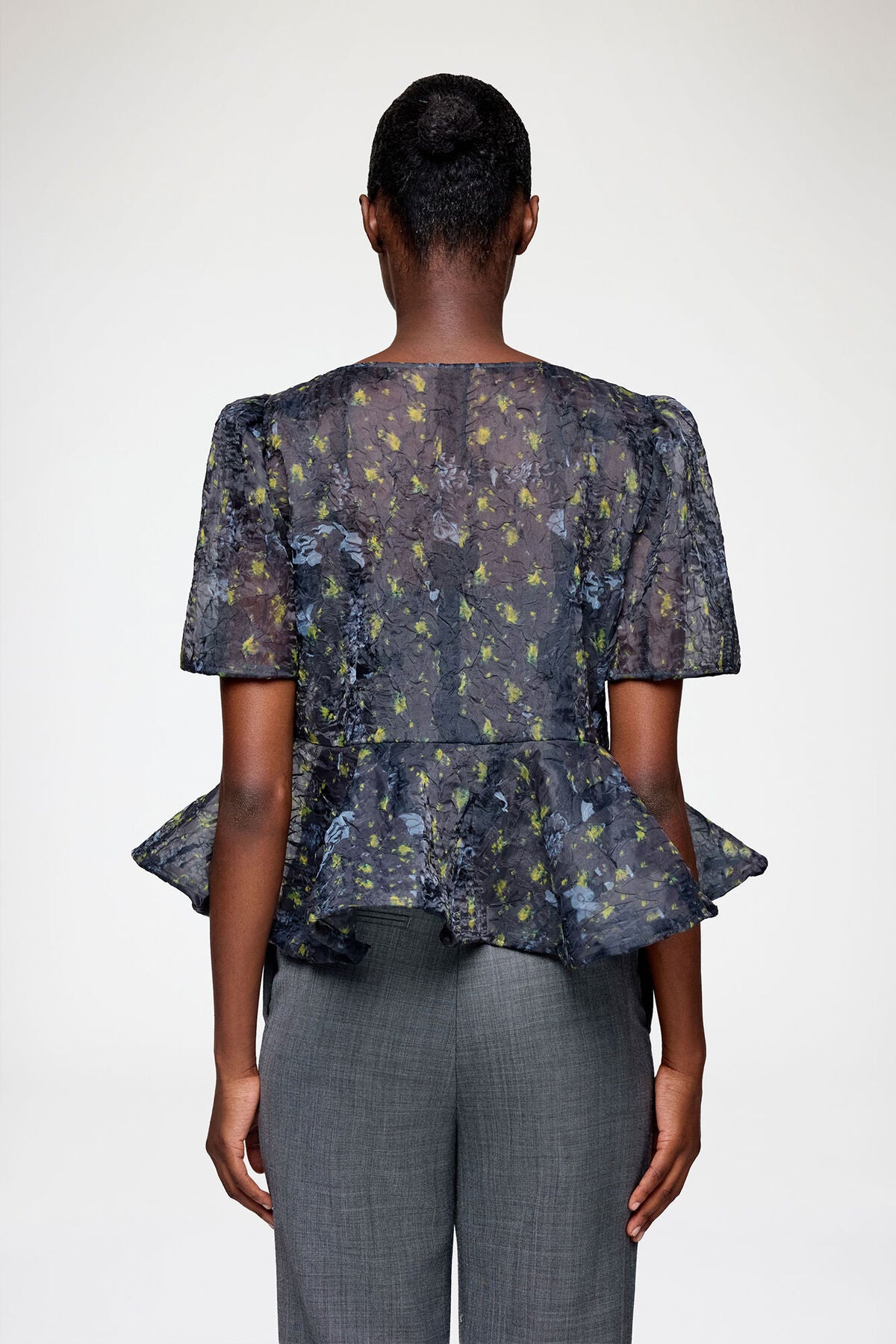 Peplum Blouse in Shibori Organza