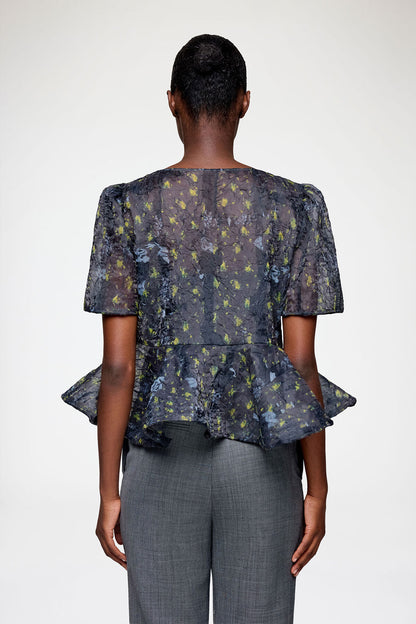 Peplum Blouse in Shibori Organza