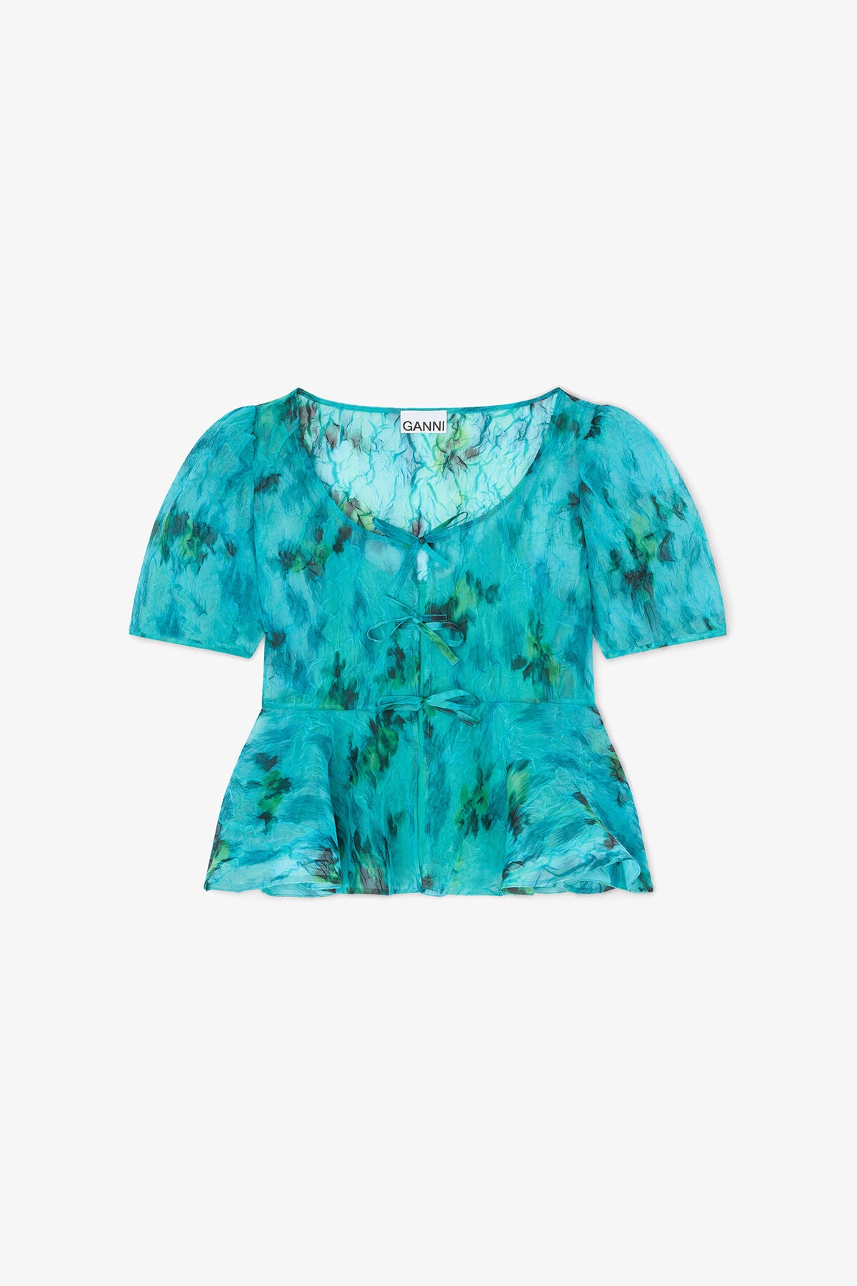 Peplum Blouse in Shibori Organza