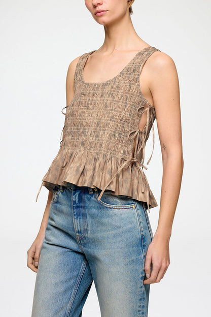 Smock Top in Printed Stretch