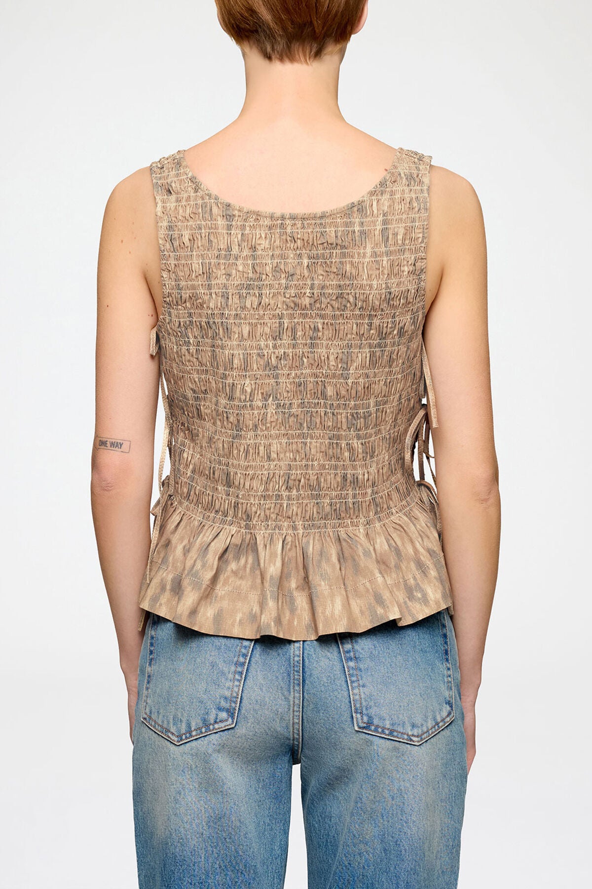 Smock Top in Printed Stretch