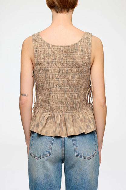 Smock Top in Printed Stretch