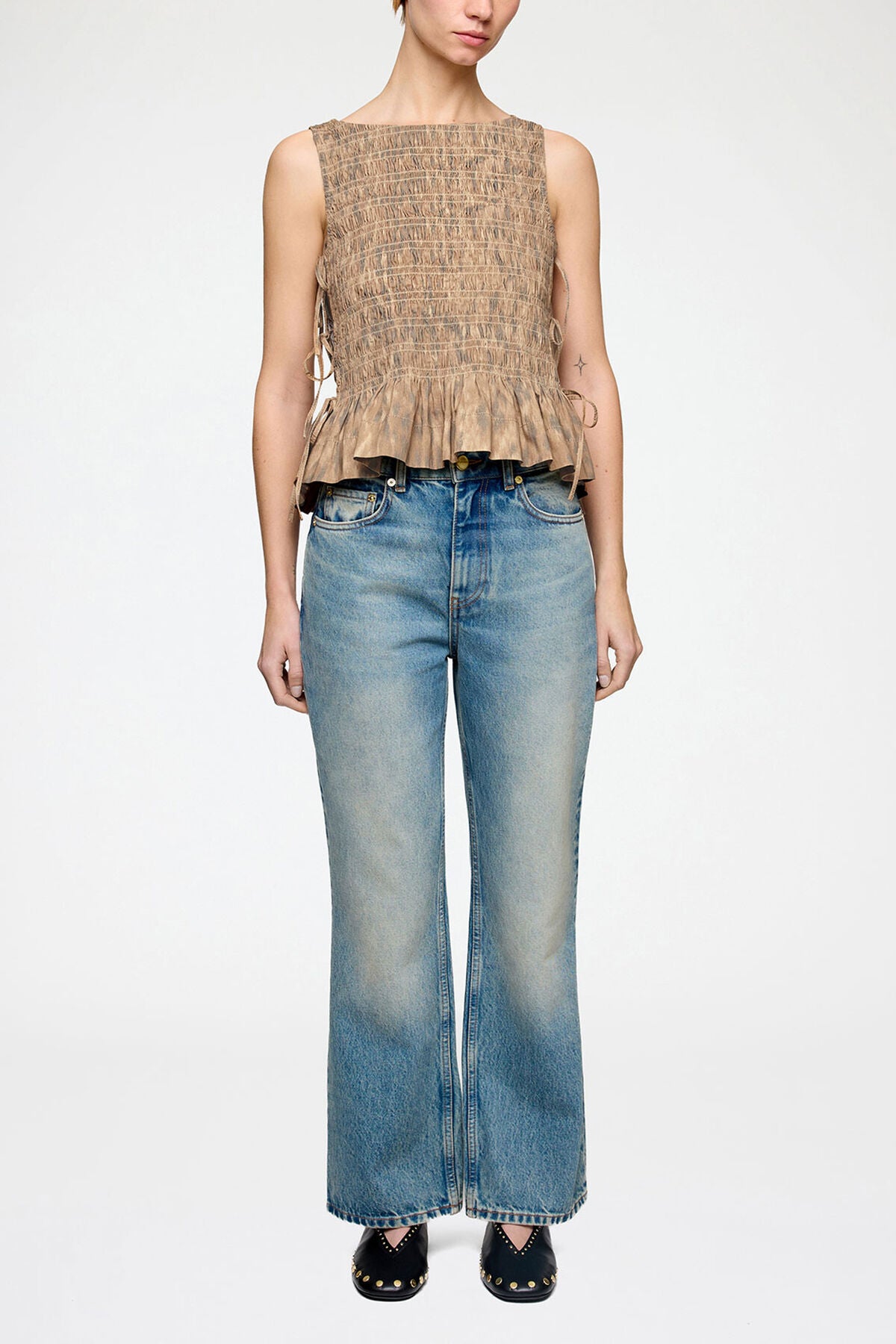 Smock Top in Printed Stretch