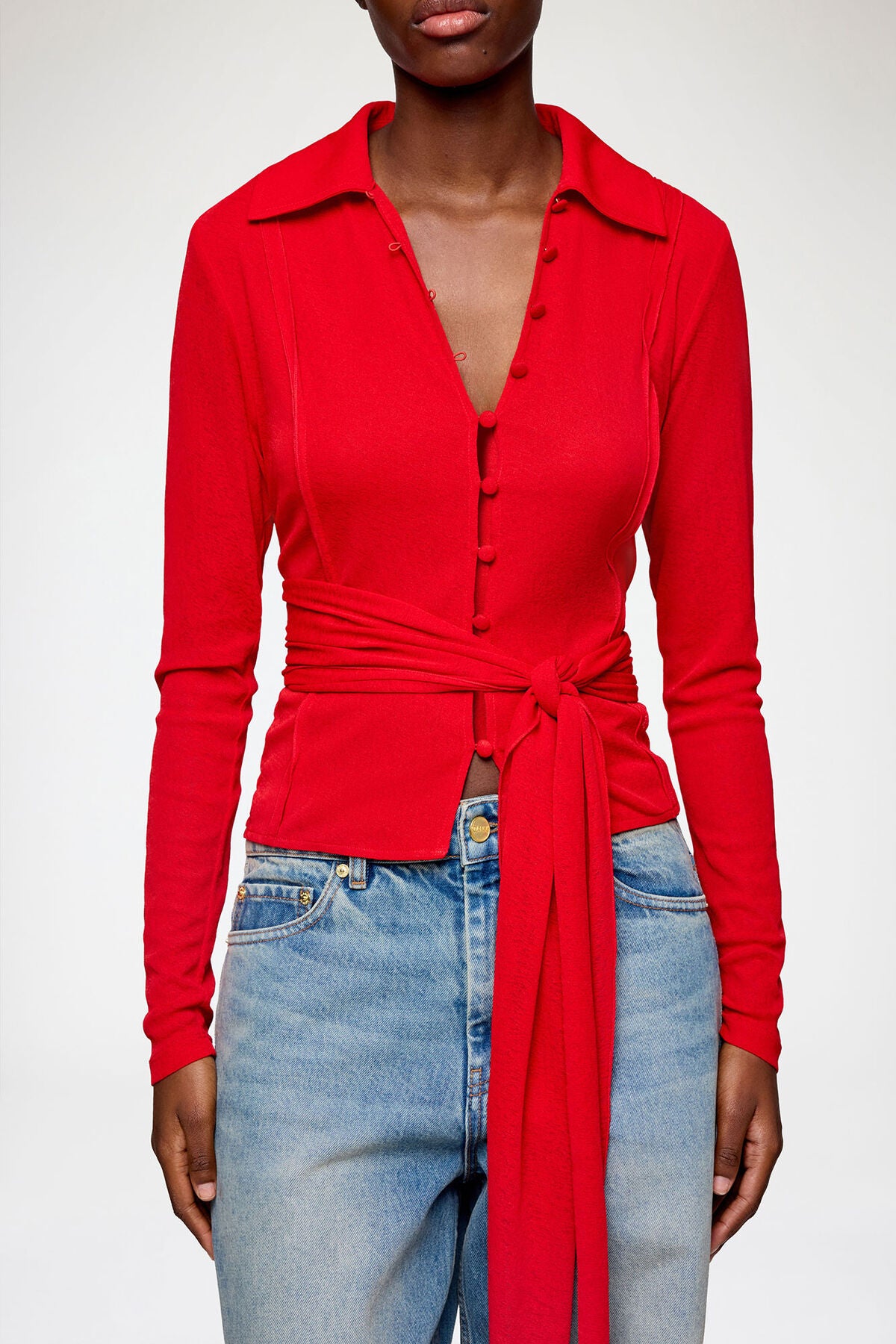 Shirt in Red Marl Mesh