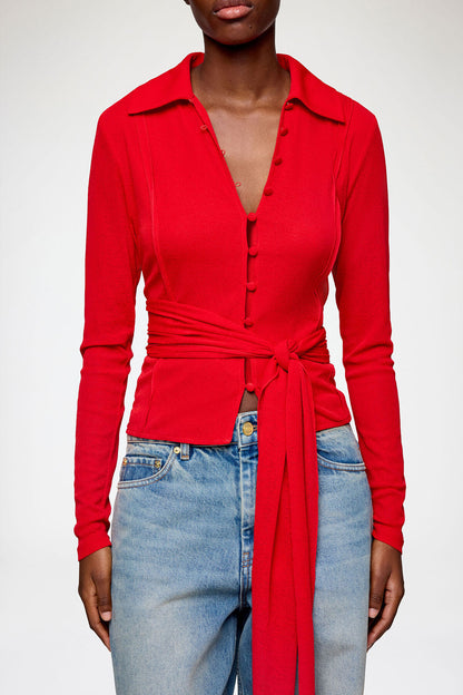 Shirt in Red Marl Mesh
