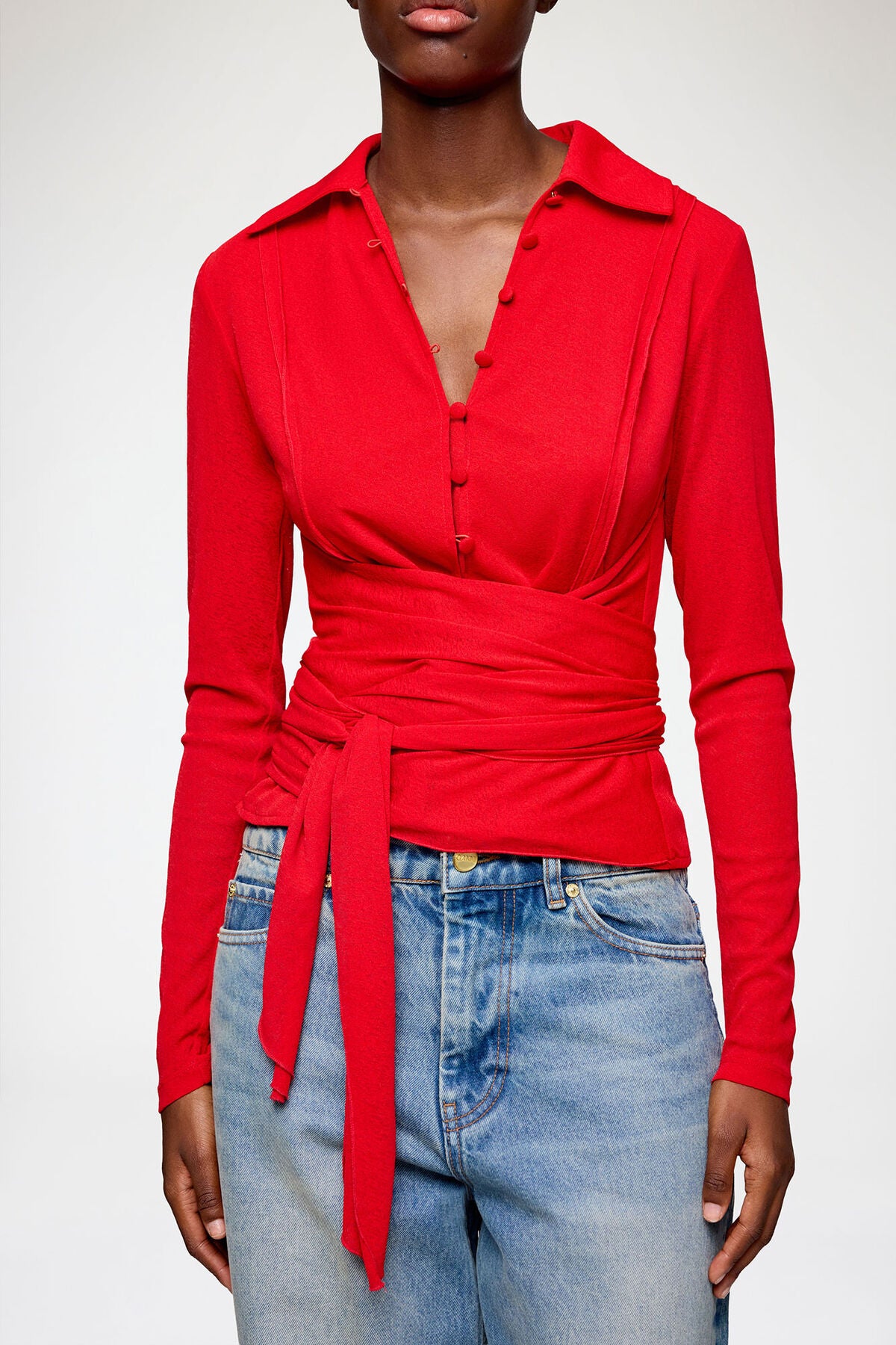 Shirt in Red Marl Mesh