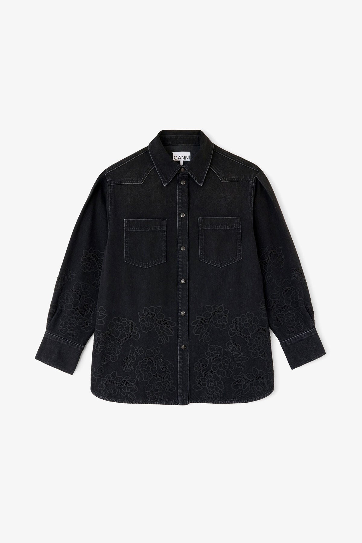 Shirt in Denim Broderie Anglaise