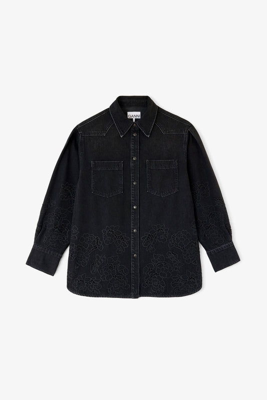 Shirt in Denim Broderie Anglaise