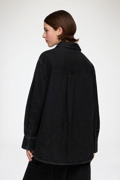 Shirt in Denim Broderie Anglaise