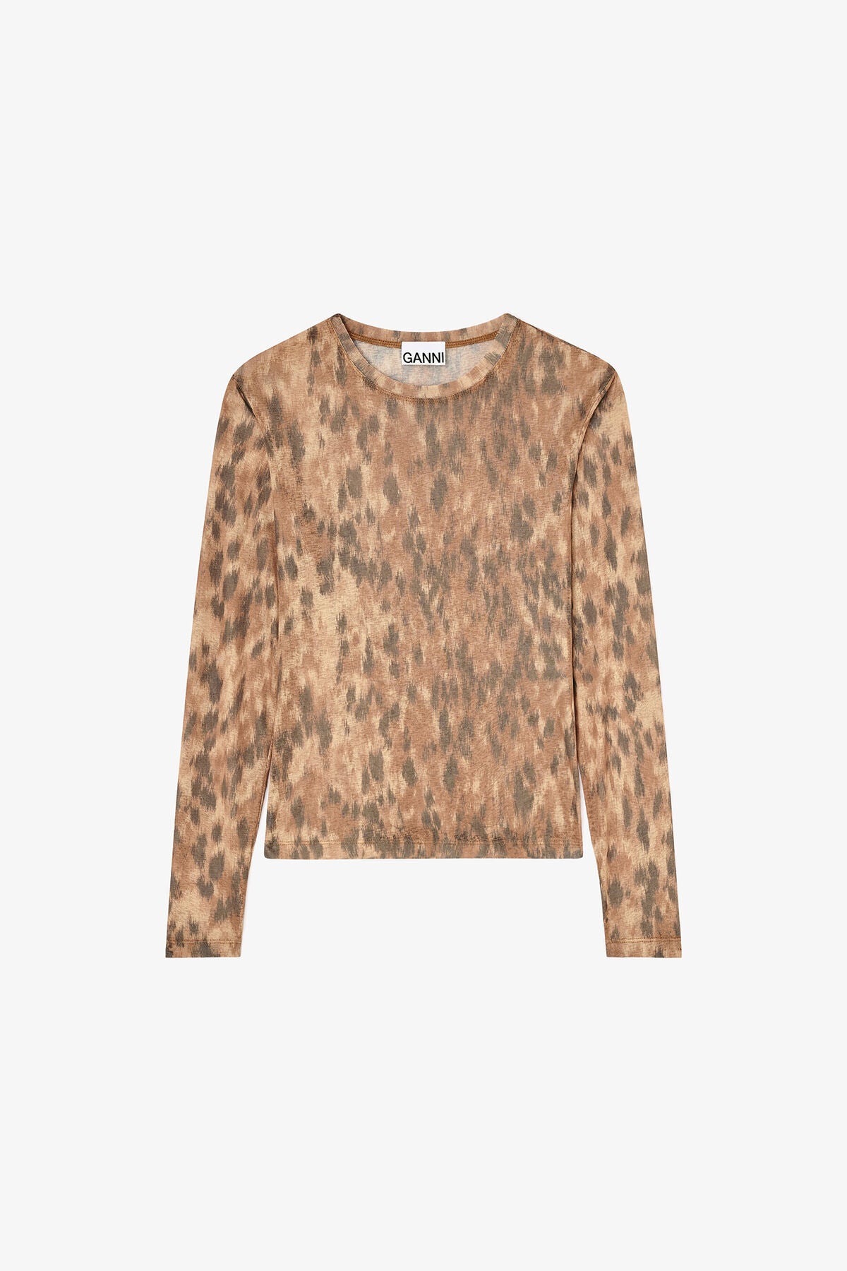 Long-sleeve Top in Printed Marl Mesh