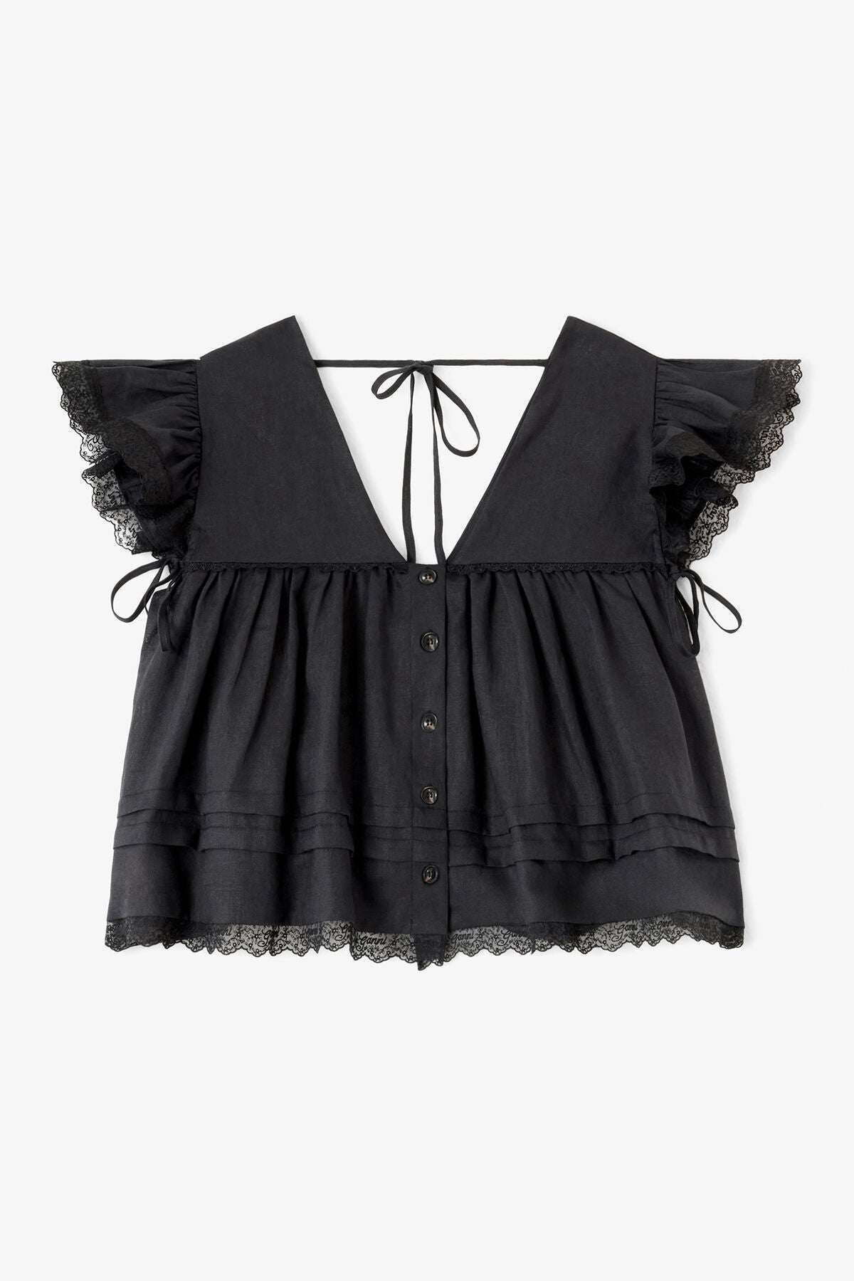 Blouse in Black Linen