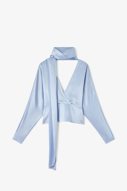 Blouse in Blue Satin