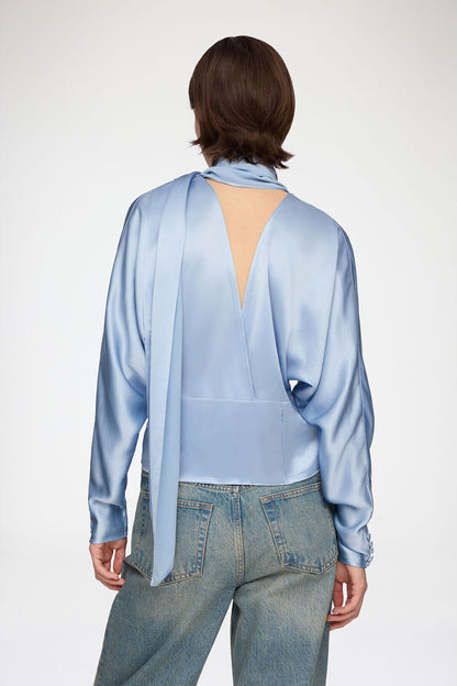 Blouse in Blue Satin
