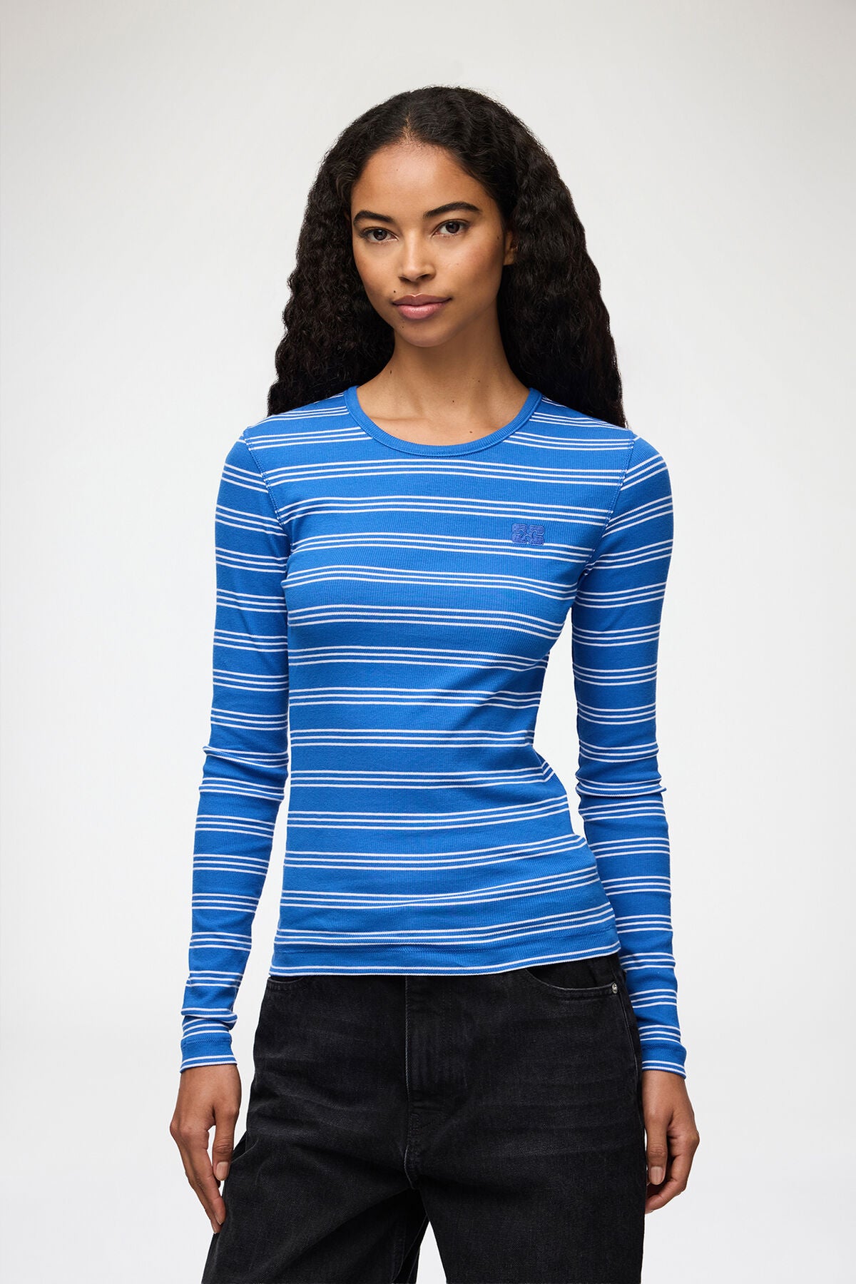 Long-sleeve Top with Stripes