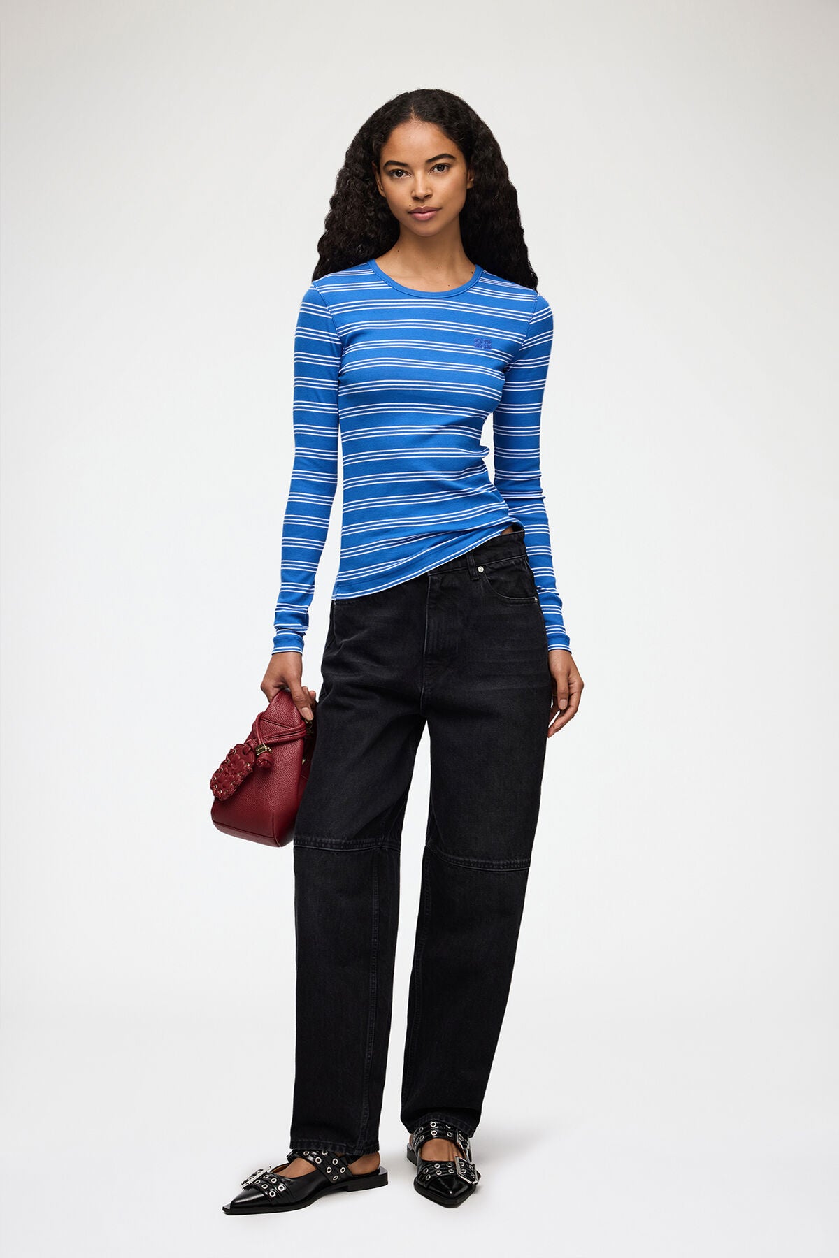 Long-sleeve Top with Stripes
