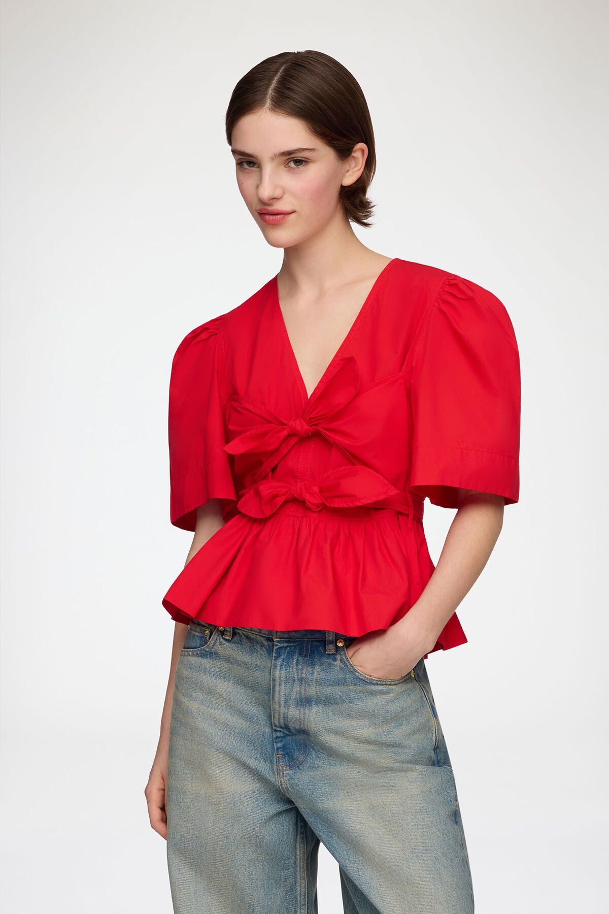 Blouse in Red Cotton