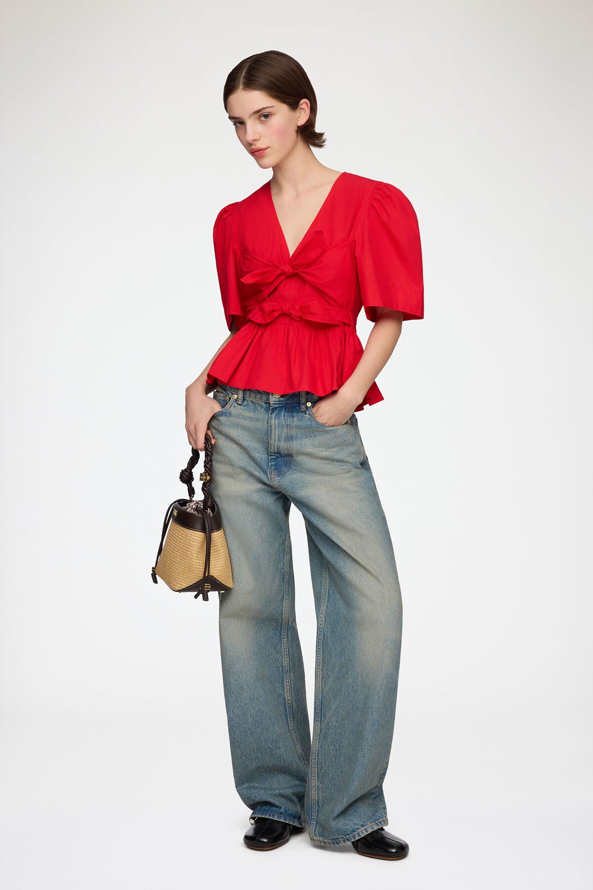 Blouse in Red Cotton