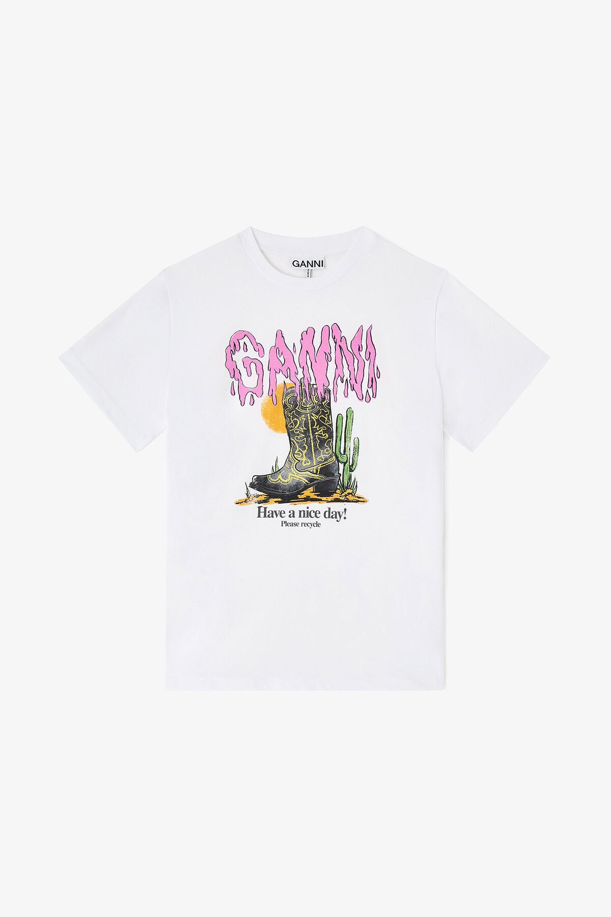 White Western Boot Print T-shirt