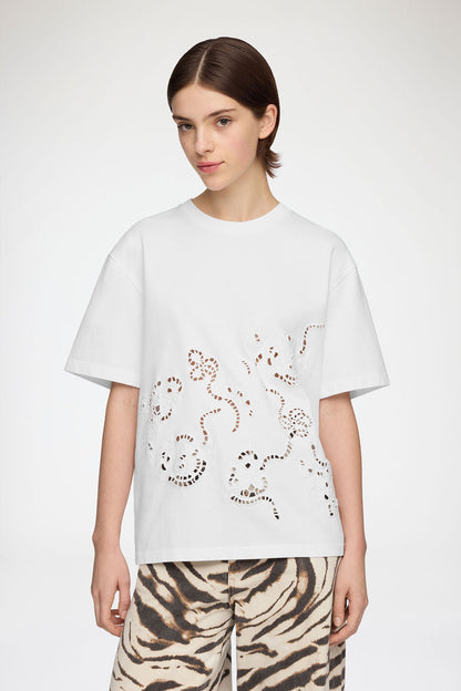 T-shirt in White Broderie Anglaise