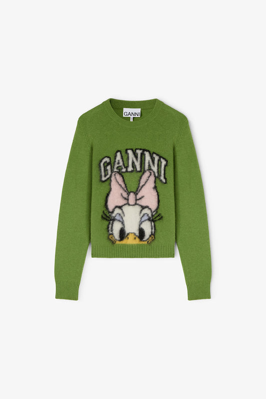 GANNI x Disney Daisy Green Brushed Jumper