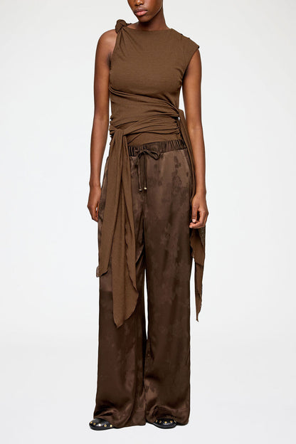 Trousers in Brown Satin