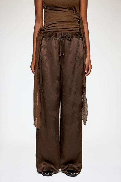 Trousers in Brown Satin