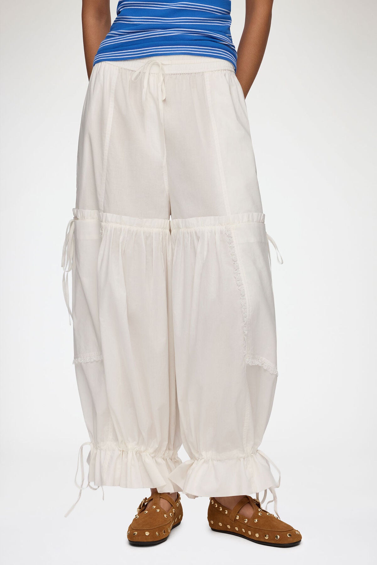 Trousers in White Cotton