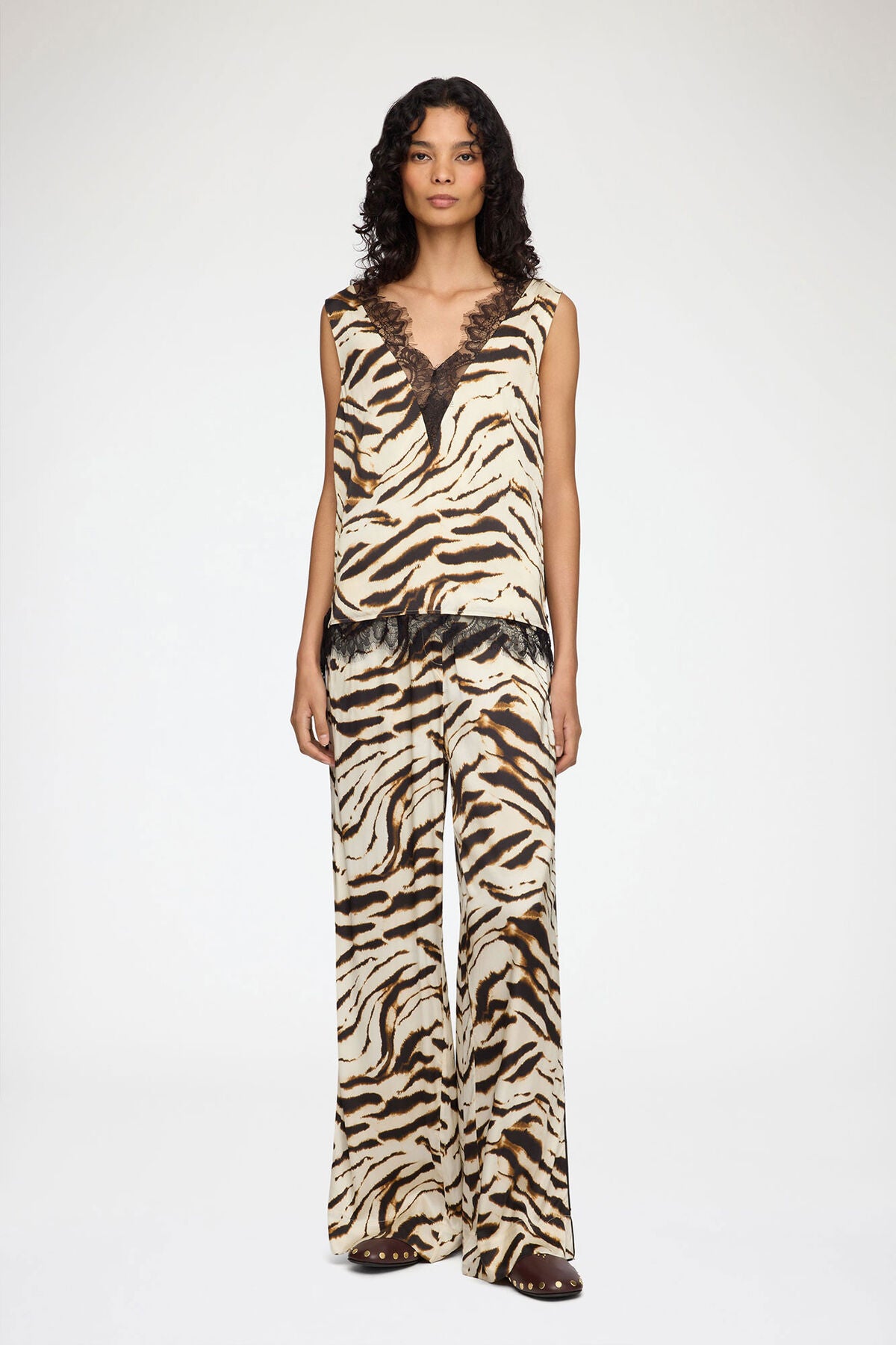 Trousers in Zebra Satin