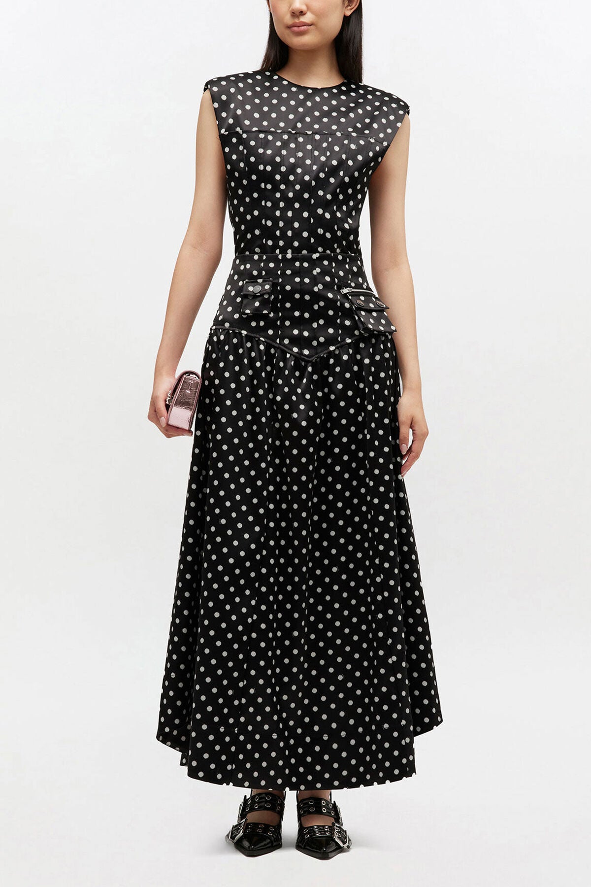 Polka-Dot Satin Corset Skirt