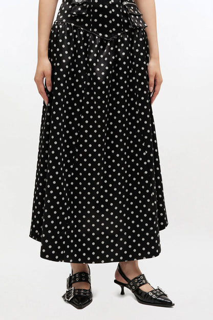 Polka-Dot Satin Corset Skirt