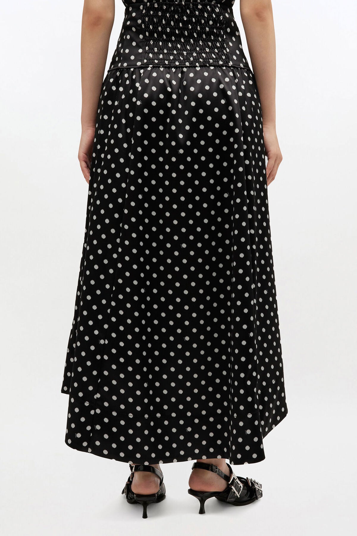 Polka-Dot Satin Corset Skirt