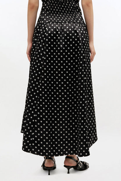 Polka-Dot Satin Corset Skirt