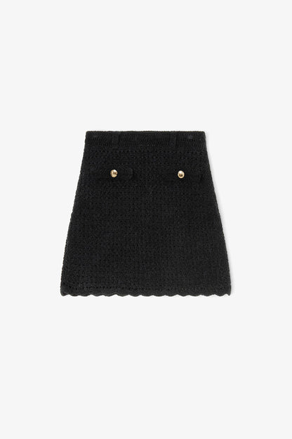 Black Crochet Mini Skirt