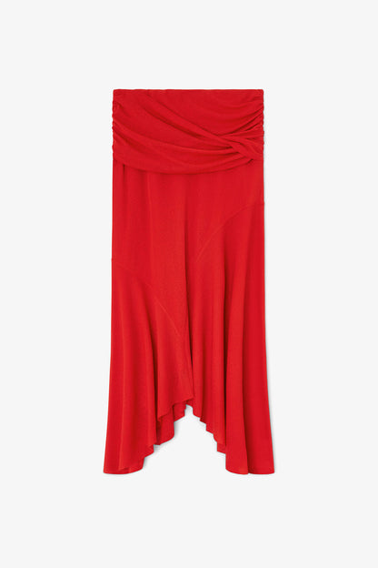 Long Skirt in Red Marl Mesh