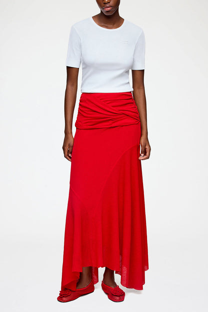 Long Skirt in Red Marl Mesh
