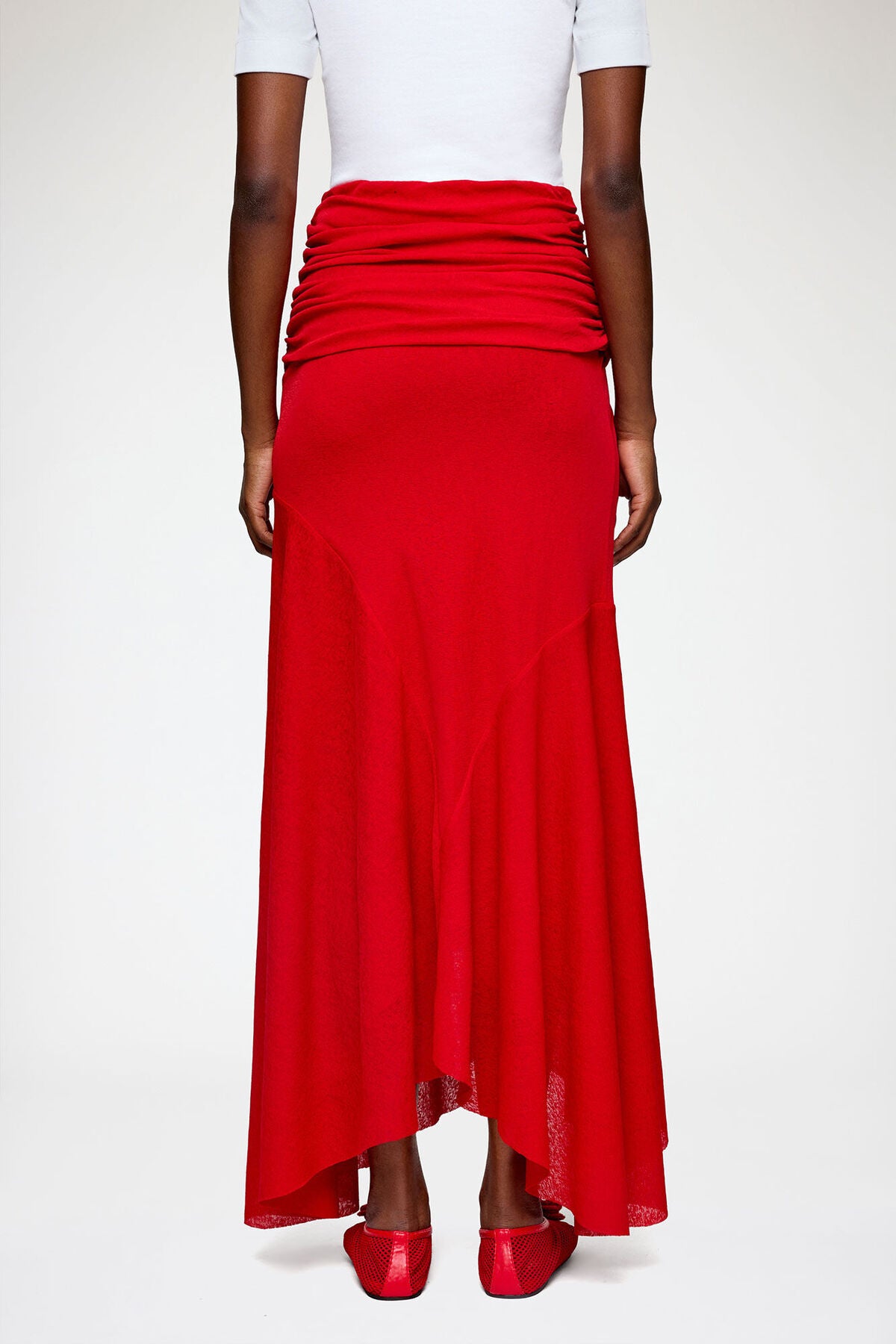 Long Skirt in Red Marl Mesh