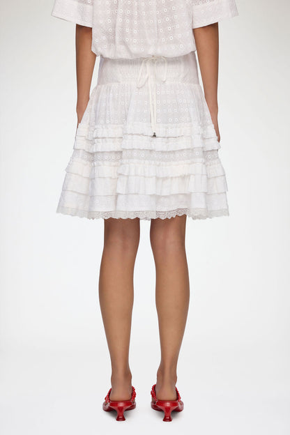Skirt in White Broderie Anglaise