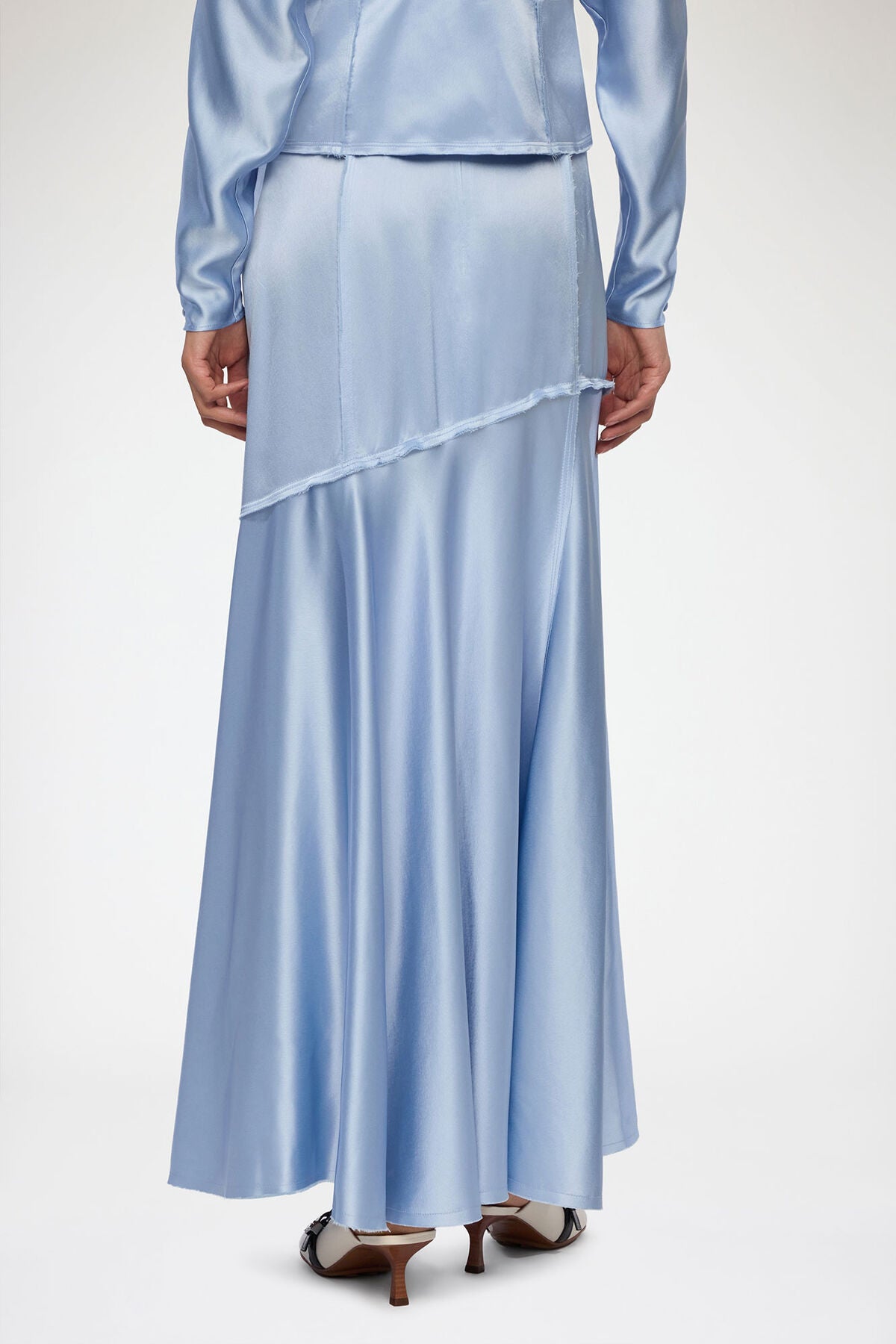 Long Skirt in Blue Satin