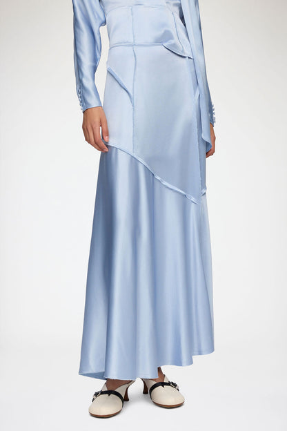 Long Skirt in Blue Satin